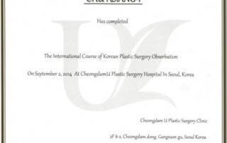 尼斯診所-上海分院-朱湘儀院長-雷射光療-全臉微整型-韓國韓國進修結業證書